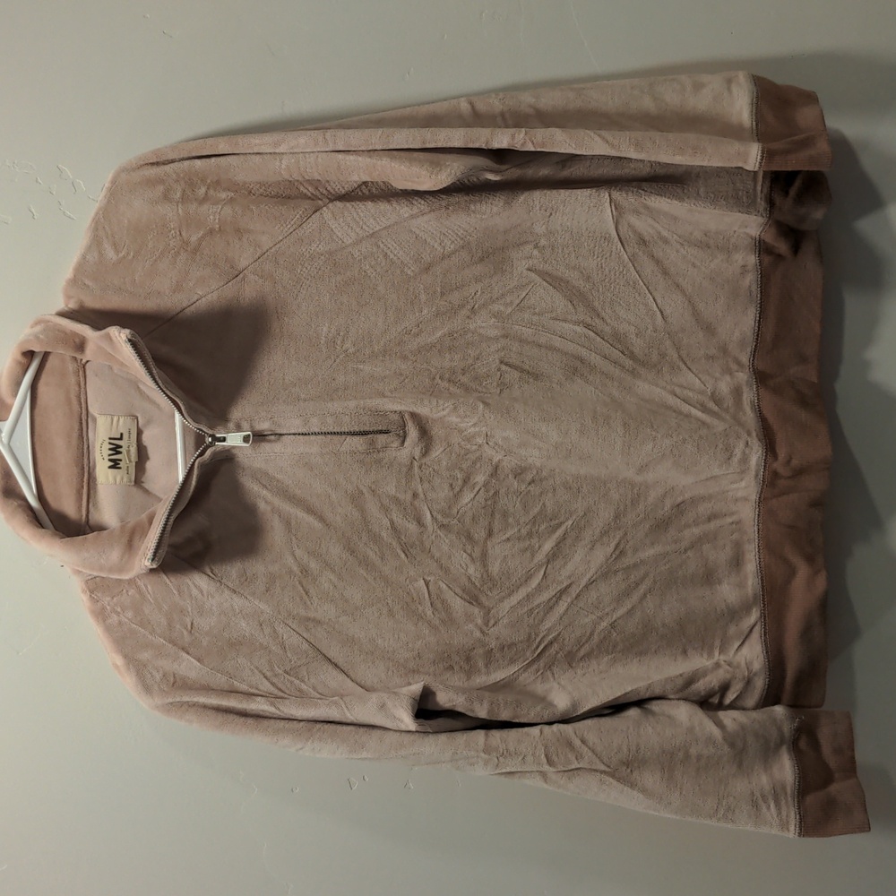 Madewell Pink Half-Zip Velour Sweatshirt, size S